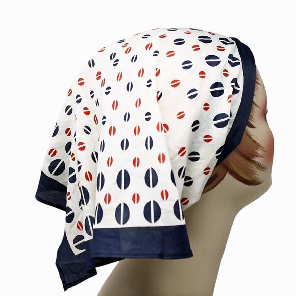 Vintage Triangle Scarf Headband Hat Rayon Silk Polka Dot Made in Japan - Hey Viv - Picture 4 of 8
